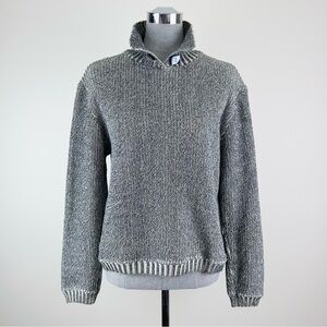 Vintage Willow 90s Gray Knit Sweater Split Button‎ Collar Women’s Size Large